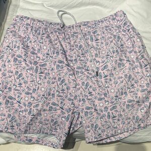 Men's Pink Patterned Swim Trunks